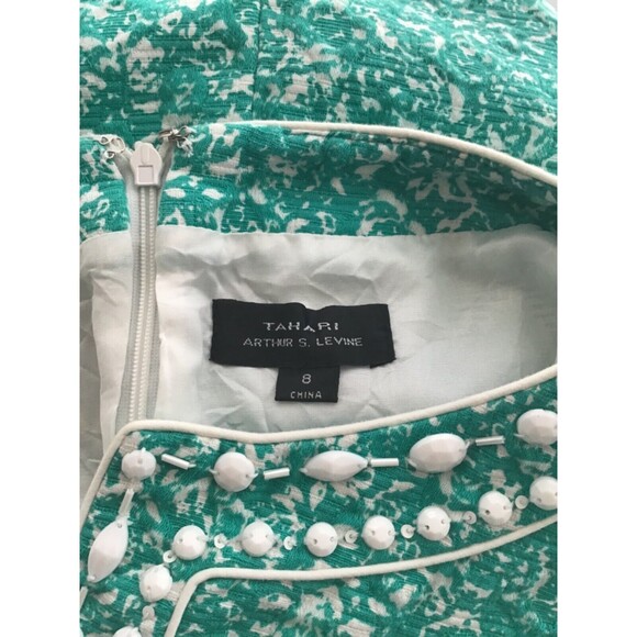 Tahari ASL Womens Sheath Dress Green Size 8 Sleeveless Knee Length 100% Cotton - Picture 7 of 8